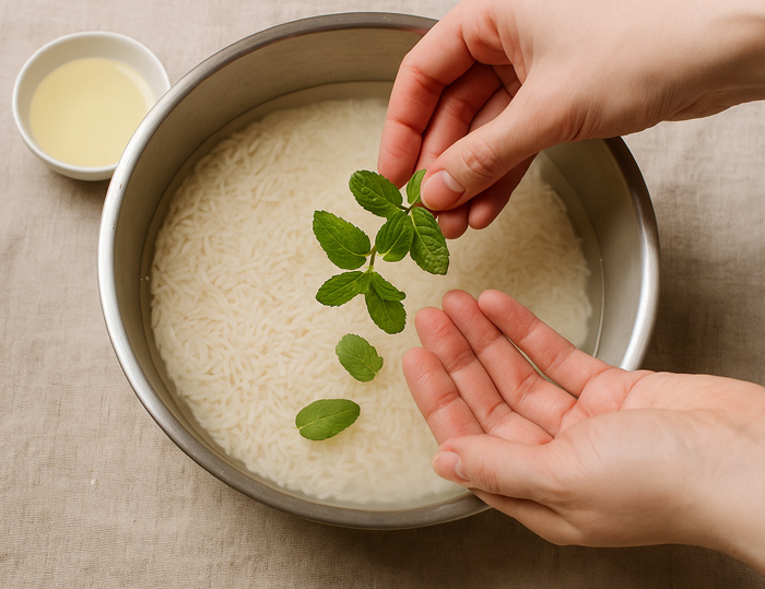 اضافه کردن ادویه برای پخت برنج